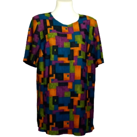 Liz Baker Essentials Multi Color Casual Top Sz 1X - Picture 1 of 5